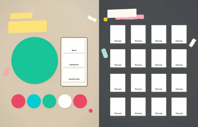 Pinboard Pop template, pages 6 and 7