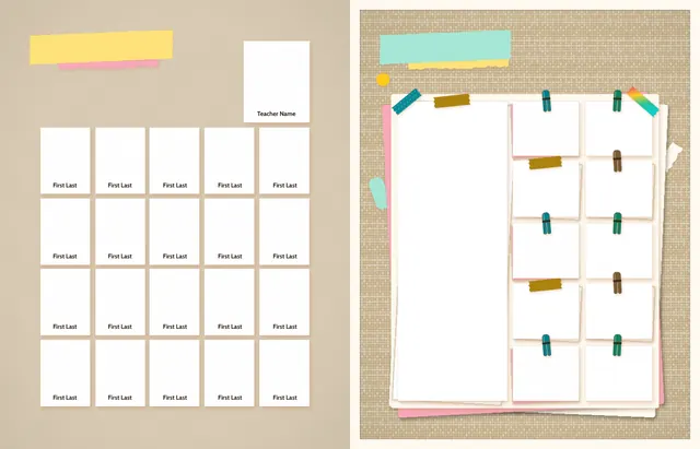 Pinboard Pop template, pages 12 and 13