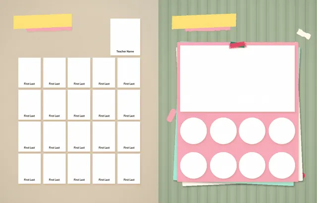 Pinboard Pop template, pages 22 and 23