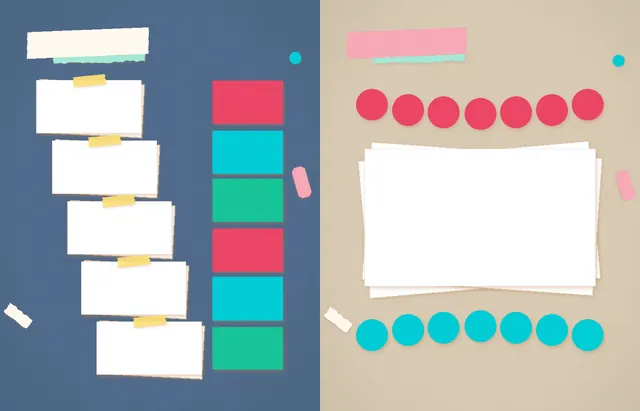 Pinboard Pop template, pages 28 and 29