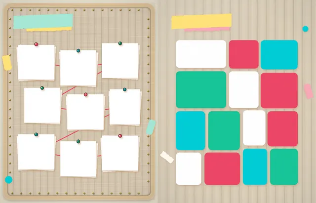 Pinboard Pop template, pages 36 and 37