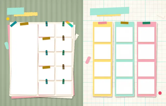 Pinboard Pop template, pages 40 and 41