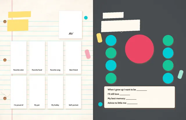 Pinboard Pop template, pages 46 and 47