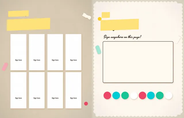 Pinboard Pop template, pages 48 and 49