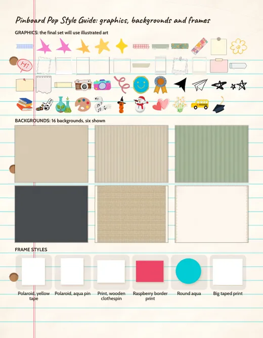 Pinboard Pop style guide, page 2