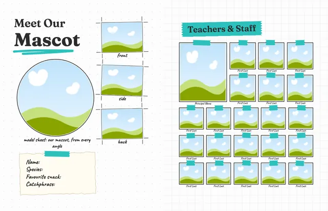 Sketchbook template, pages 6 and 7