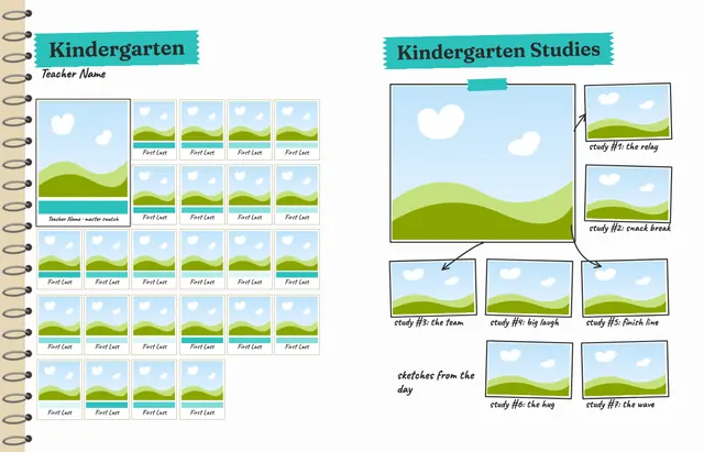 Sketchbook template, pages 10 and 11