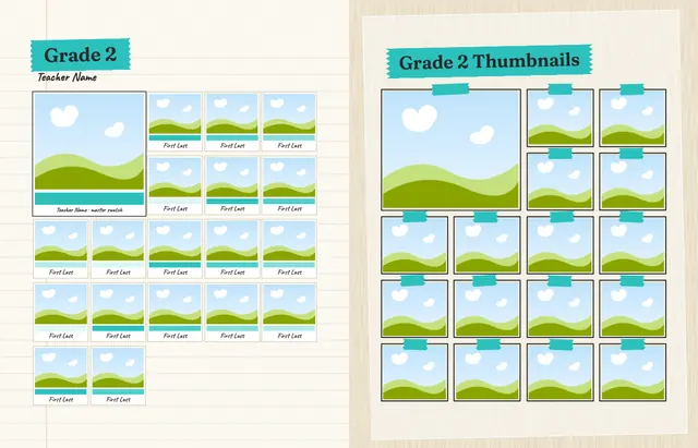 Sketchbook template, pages 14 and 15