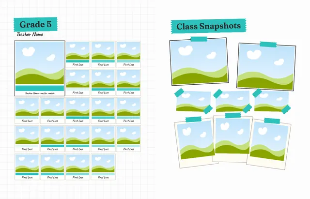 Sketchbook template, pages 22 and 23