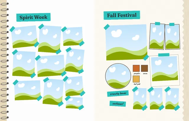 Sketchbook template, pages 28 and 29
