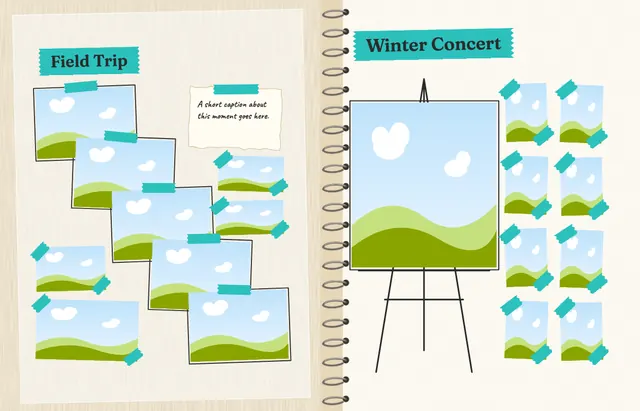 Sketchbook template, pages 30 and 31