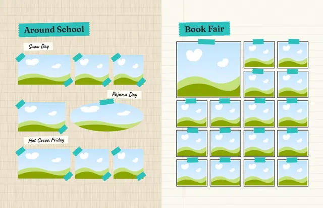Sketchbook template, pages 32 and 33