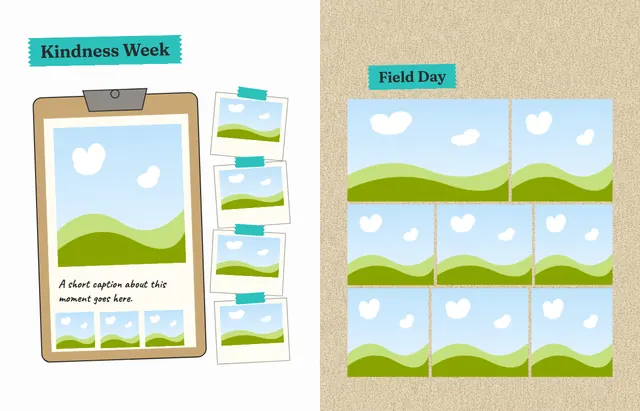 Sketchbook template, pages 34 and 35