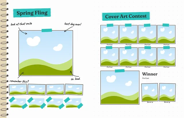 Sketchbook template, pages 36 and 37