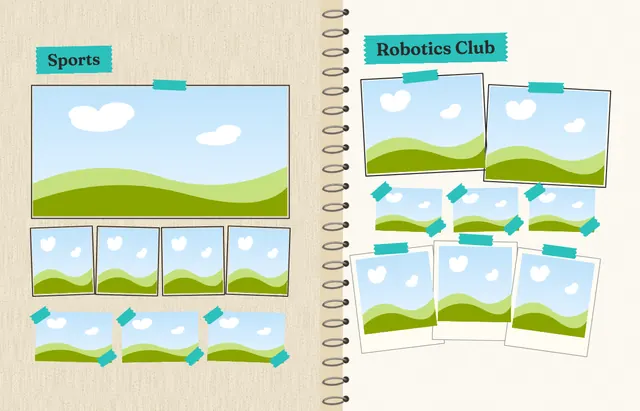 Sketchbook template, pages 40 and 41