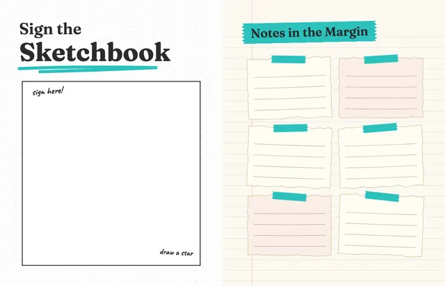 Sketchbook template, pages 48 and 49