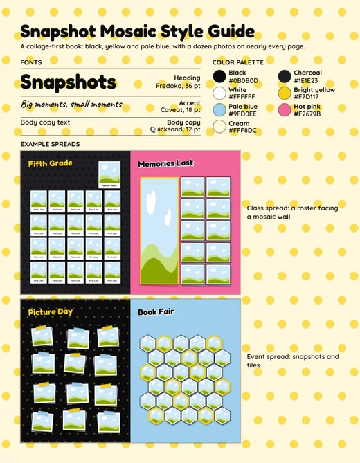 Snapshot Mosaic style guide, page 1