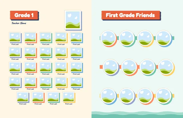 Snip and Stick template, pages 14 and 15