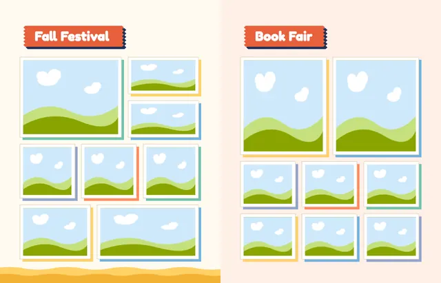 Snip and Stick template, pages 26 and 27