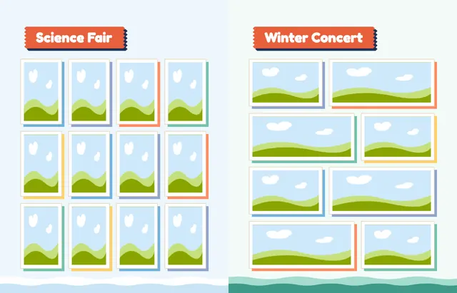 Snip and Stick template, pages 28 and 29