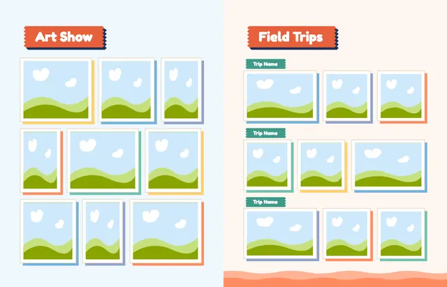 Snip and Stick template, pages 32 and 33
