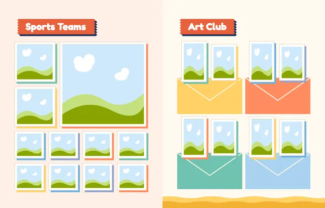Snip and Stick template, pages 40 and 41