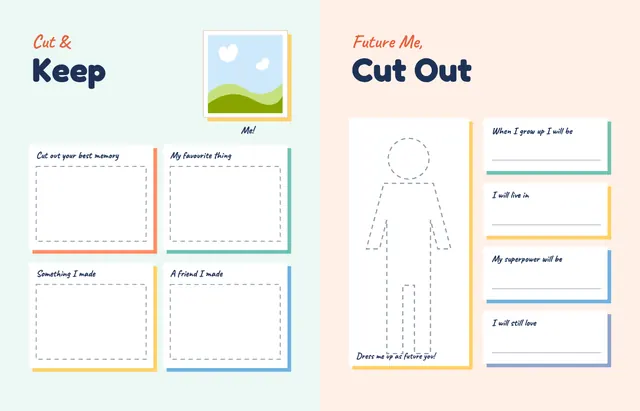 Snip and Stick template, pages 46 and 47