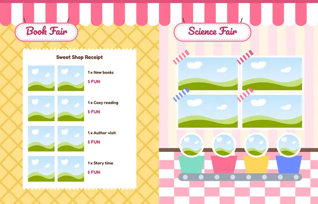 Sprinkle Shop template, pages 28 and 29