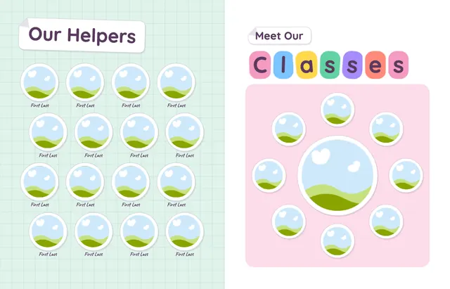 Sticker Book template, pages 8 and 9
