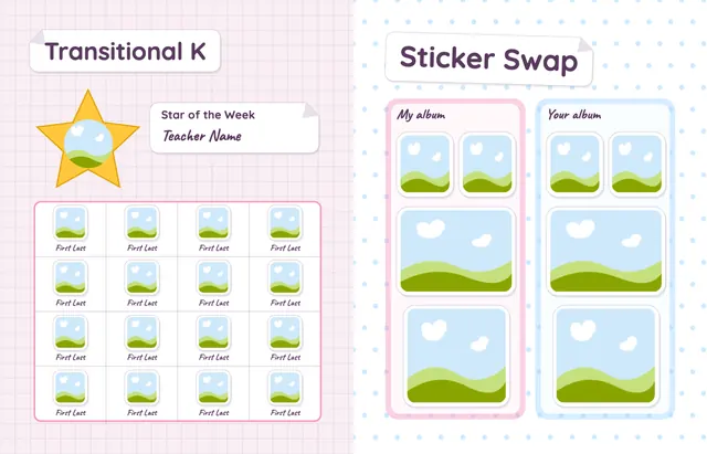 Sticker Book template, pages 10 and 11