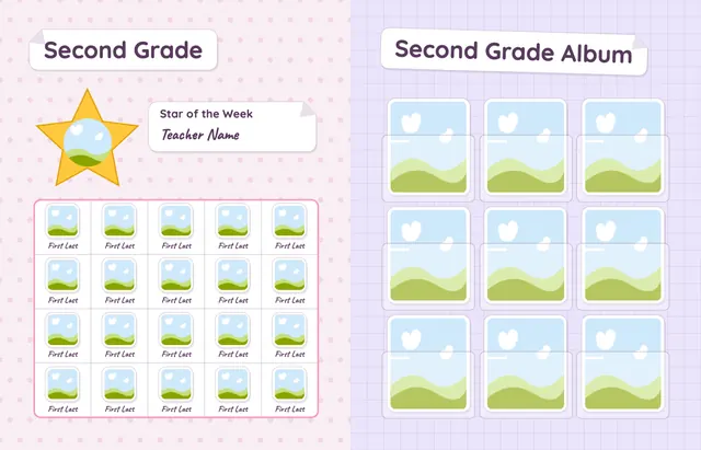 Sticker Book template, pages 16 and 17
