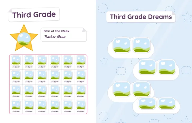 Sticker Book template, pages 18 and 19