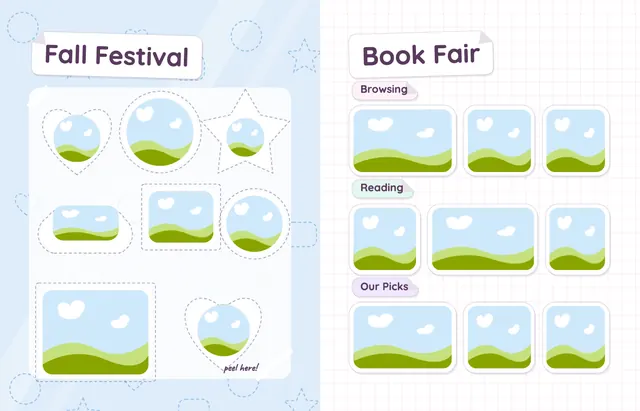 Sticker Book template, pages 26 and 27