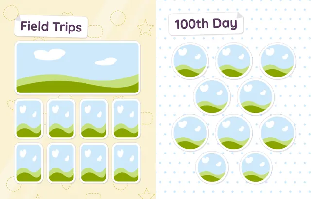 Sticker Book template, pages 32 and 33