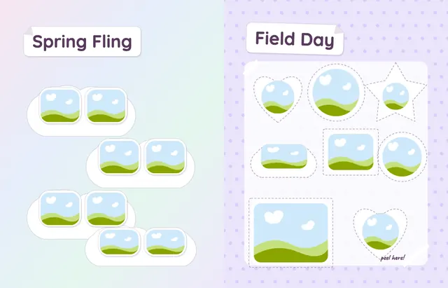 Sticker Book template, pages 34 and 35