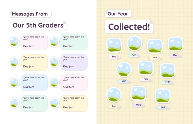 Sticker Book template, pages 44 and 45