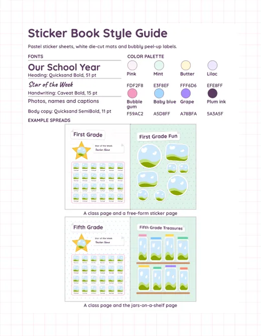 Sticker Book style guide, page 1
