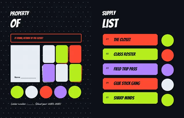 Supply Closet template, pages 2 and 3