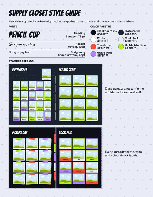 Supply Closet style guide, page 1