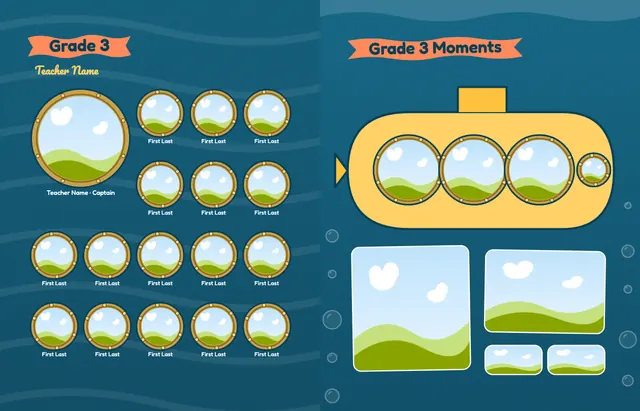 Under the Sea template, pages 16 and 17