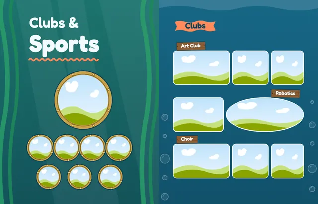Under the Sea template, pages 38 and 39
