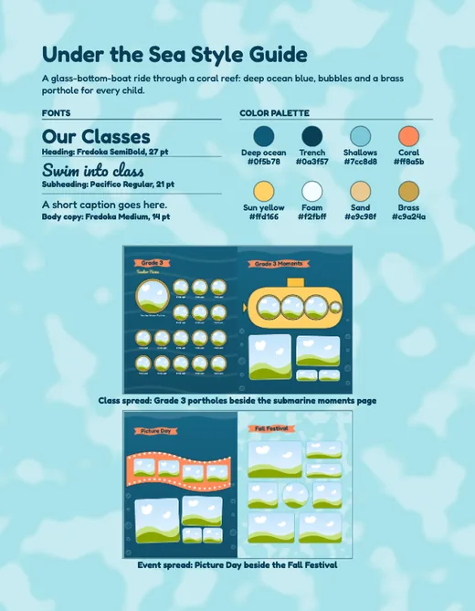 Under the Sea style guide, page 1
