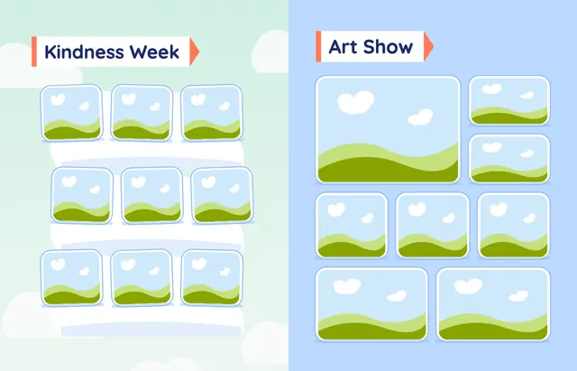 Up, Up and Away template, pages 30 and 31