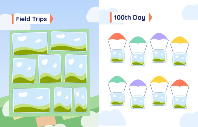 Up, Up and Away template, pages 32 and 33