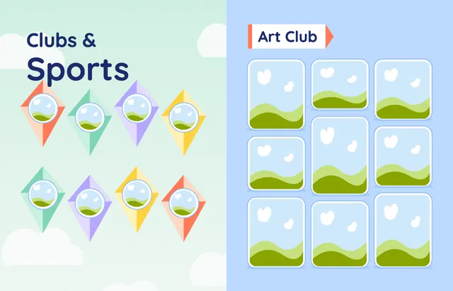 Up, Up and Away template, pages 38 and 39
