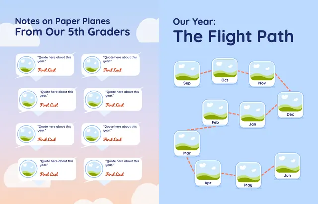 Up, Up and Away template, pages 44 and 45
