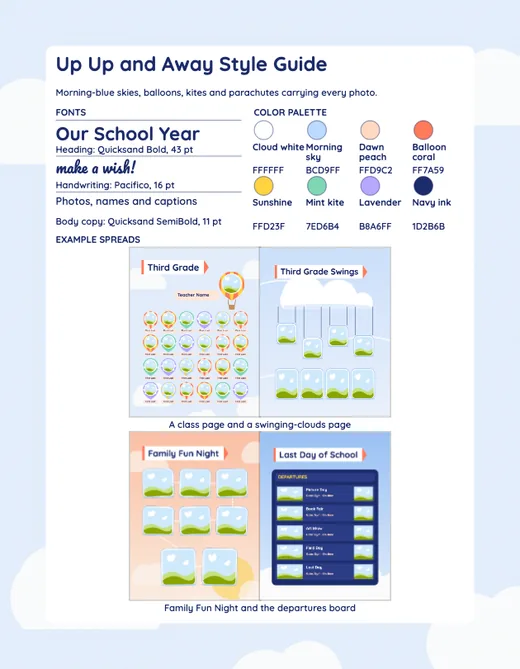Up, Up and Away style guide, page 1