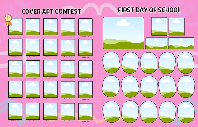 Vibrant Strokes template, pages 14 and 15