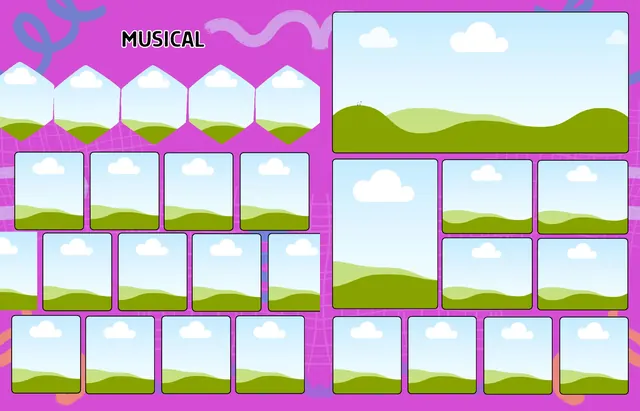 Vibrant Strokes template, pages 16 and 17