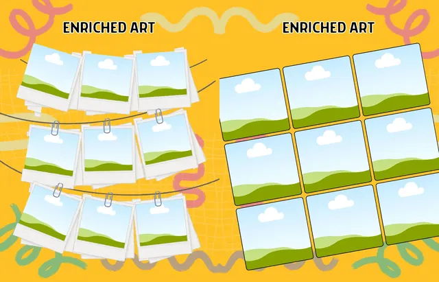 Vibrant Strokes template, pages 32 and 33